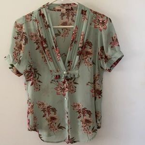Green Floral Blouse